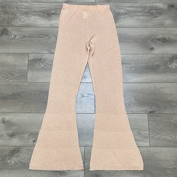 L Space Glisten High Rise Sheer Flare Pants Champagne Pink Gold Size XS‎ - Picture 3 of 13